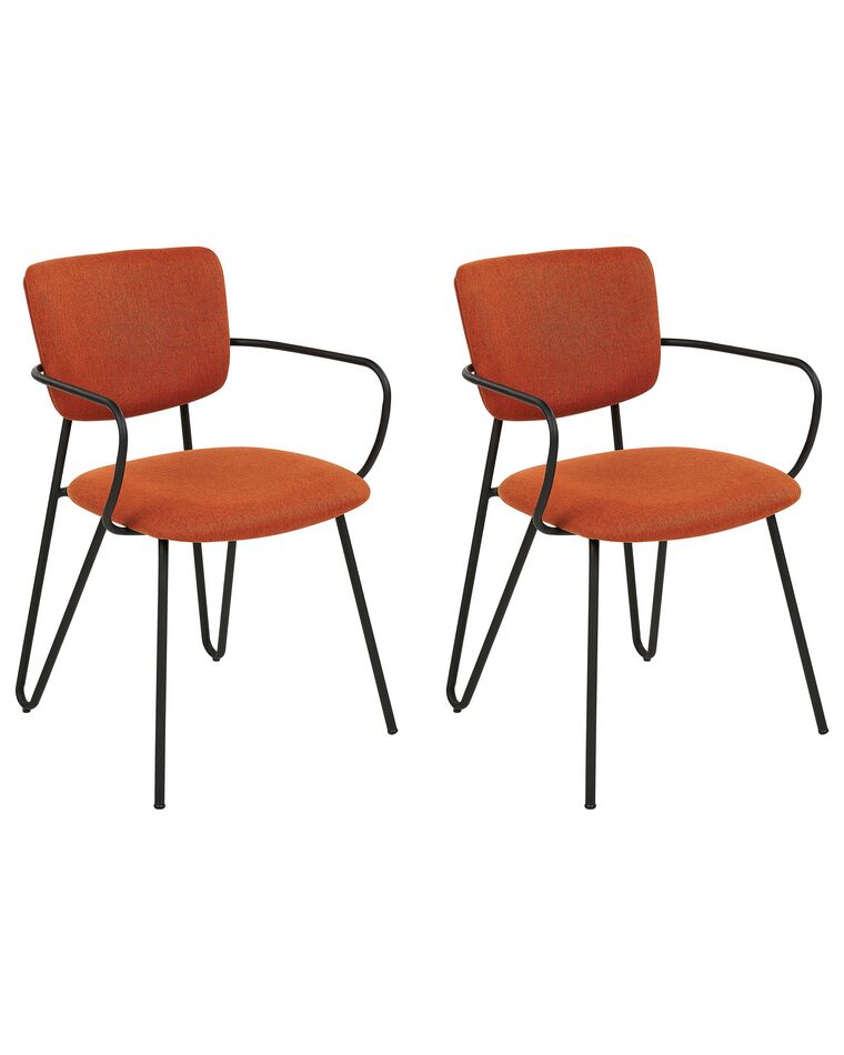 Conjunto de 2 cadeiras de jantar em tecido laranja ELKO_871849