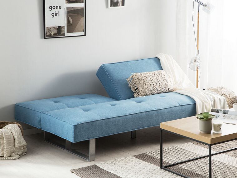 Fabric Sofa Bed Blue DUBLIN Beliani.co.uk