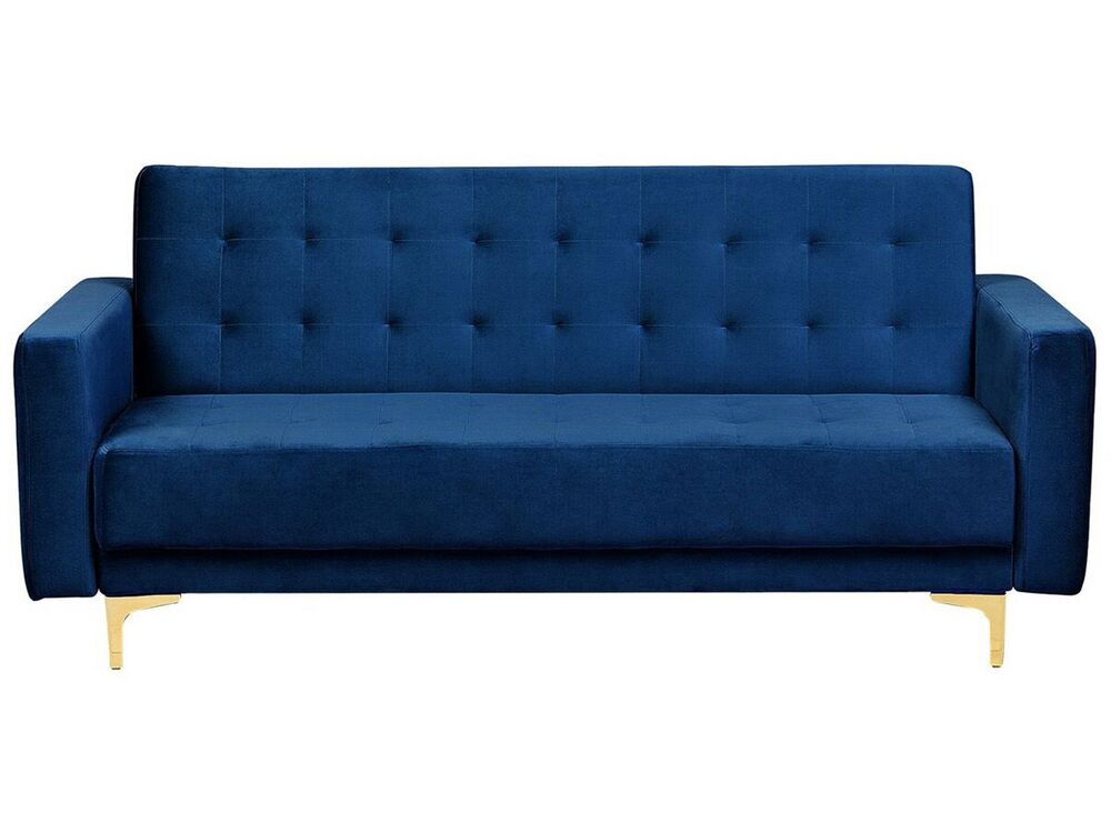 3 Seater Velvet Sofa Bed Navy Blue ABERDEEN Beliani.co.uk