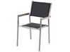 Set tavolo e sedie da giardino in vetro temperato e fibra tessile nera tavolo 220 con 8 sedie GROSSETO_677397