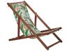 Set of 2 Acacia Folding Deck Chairs and 2 Replacement Fabrics Dark Wood with Off-White / Flamingo Pattern ANZIO_800431