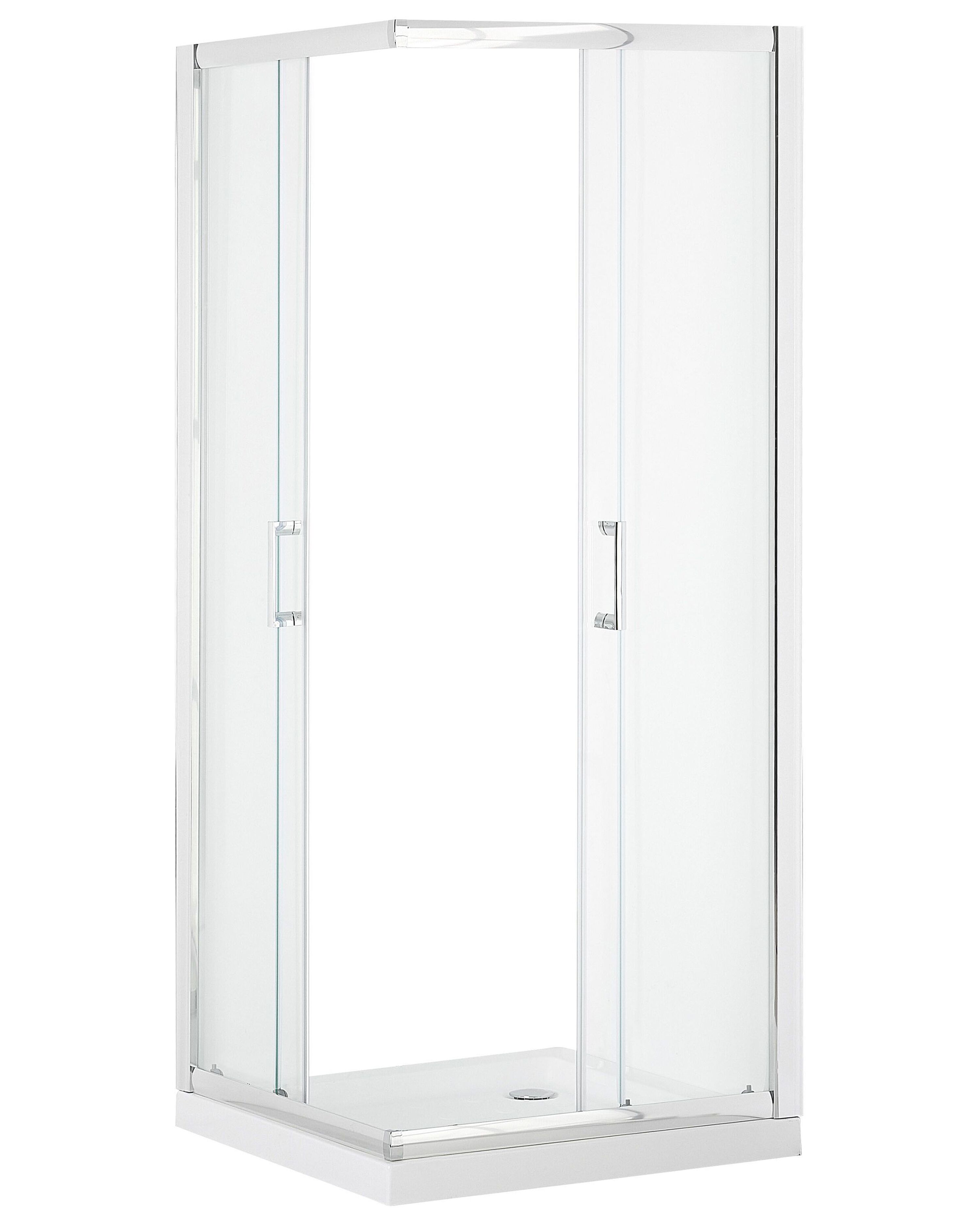Tempered Glass Shower Enclosure 80 x 80 x 185 cm Silver TELA Beliani