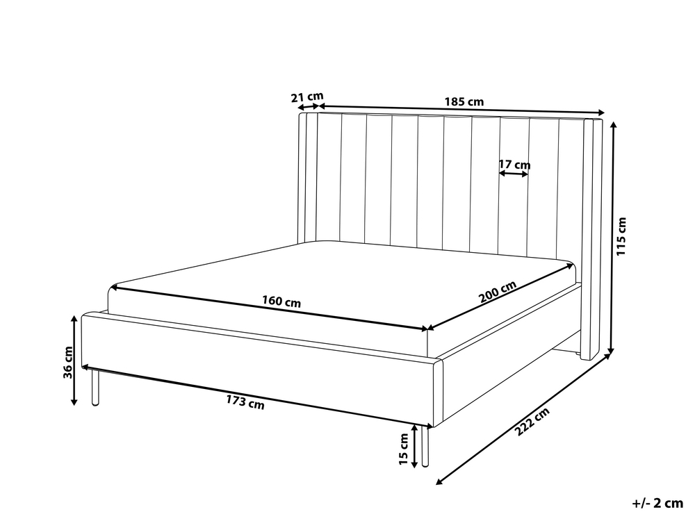 Letto Matrimoniale 160 x 200 cm grigio chiaro Poitiers