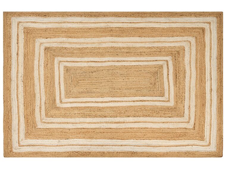 Teppich Jute beige 200 x 300 cm geometrisches Muster Kurzflor ELMALI_887088