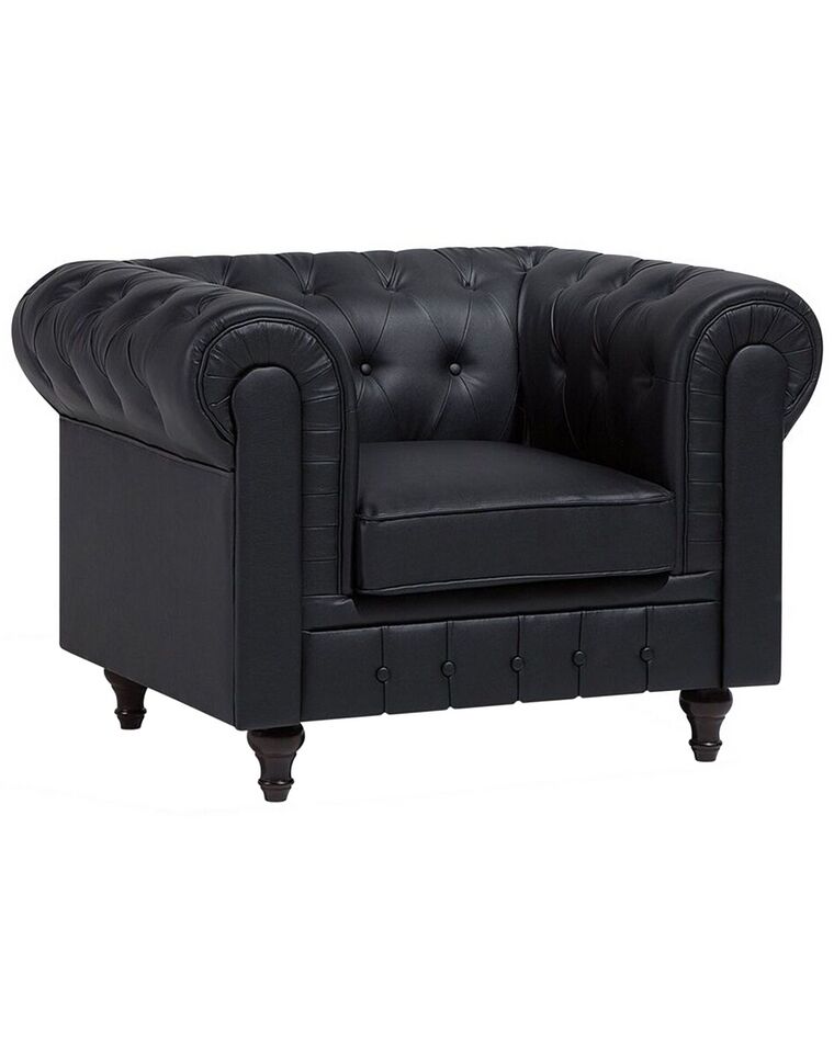 Faux Leather Armchair Black CHESTERFIELD Big_710731