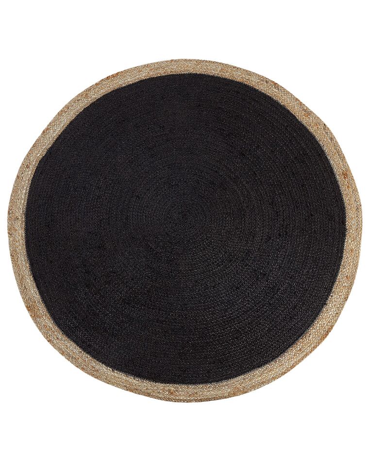 Round Jute Area Rug ⌀ 120 cm Black MENEMEN_843989