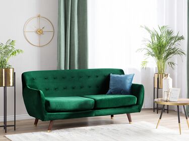 3-seters sofa fløyel smaragdgrønn BODO
