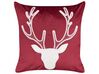 Set of 2 Velvet Cushions Reindeer Motif 45 x 45 cm Red BICOCCA_882643