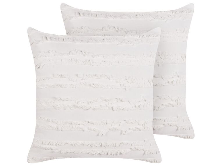 Conjunto de 2 almofadas decorativas em algodão branco 45 x 45 cm MAKNEH_902050
