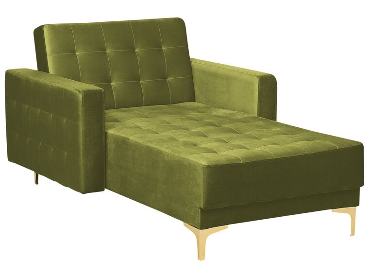 Chaise-longue reclinável em veludo verde ABERDEEN_882271