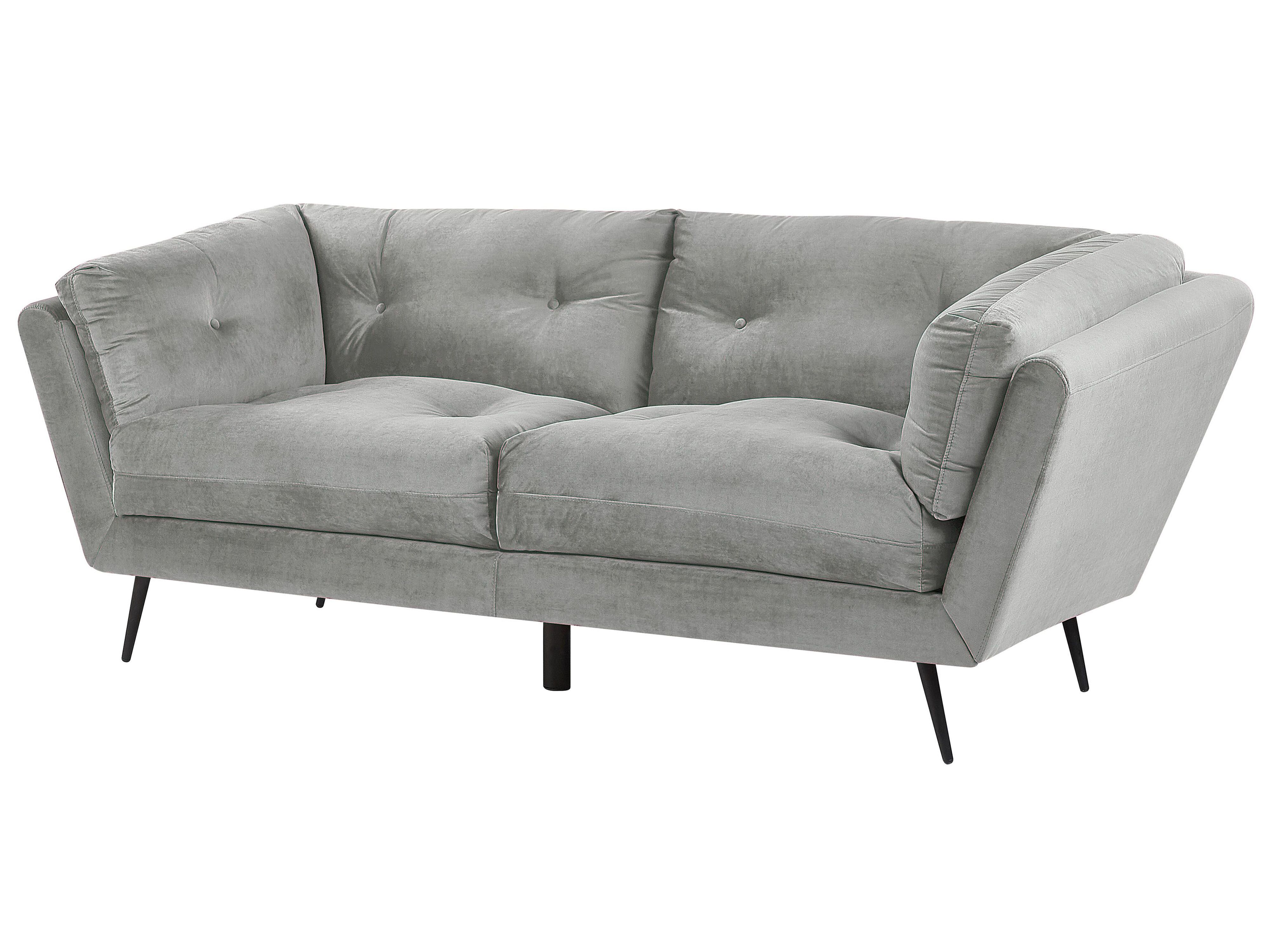 Sofa 3-osobowa welurowa szara LENVIK