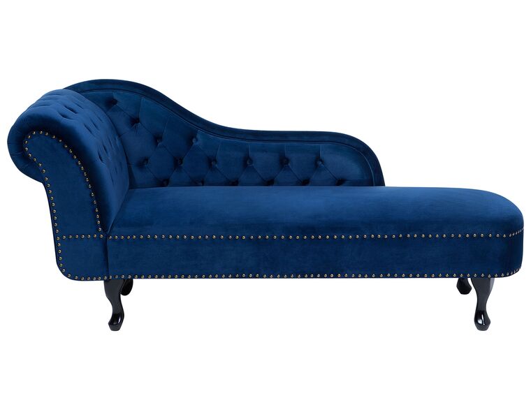 Left Hand Chaise Lounge Velvet Blue NIMES_696708