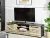 Móvel de TV com 1 gaveta e 2 portas em madeira clara e preto SALTER_778395