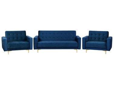 Sofa med 2 Lænestole Navy Blå ABERDEEN