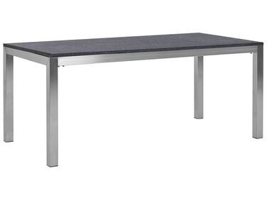 Gartentisch Edelstahl/Naturstein schwarz geflammt 180 x 90 cm einteilige Tischplatte GROSSETO