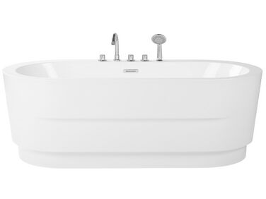 Badewanne freistehend weiß mit Armatur oval 170 x 80 cm EMPRESA