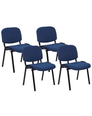 Conjunto de 4 cadeiras de conferência em tecido azul CENTRALIA