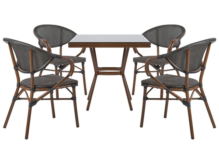 Trädgårdsmöbelset av bord och 4 stolar mörkträ/grå CASPRI_799127
