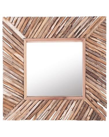 Espejo de pared madera clara 60x60 cm KANAB