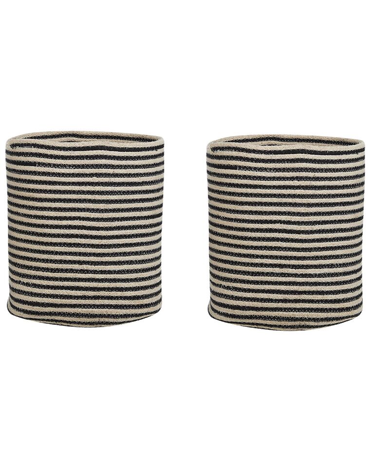 Conjunto de 2 cestas de algodón beige/negro 32 cm YERKOY_840204