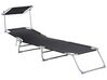 Steel Reclining Sun Lounger with Canopy Black FOLIGNO_810032