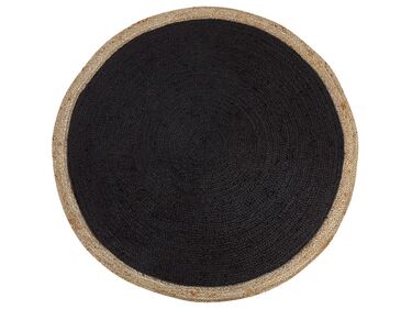 Teppich Jute schwarz ⌀ 120 cm Kurzflor MENEMEN