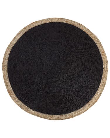 Round Jute Area Rug ⌀ 120 cm Black MENEMEN