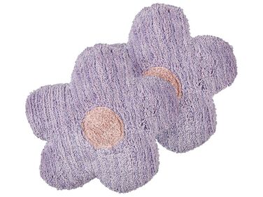 2 bawełniane poduszki dekoracyjne dla dzieci kwiaty 30 x 30 cm fioletowe SORREL
