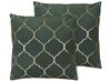 Set of 2 Velvet Cushions Moroccan Pattern 45 x 45 cm Dark Green ALYSSUM_795996