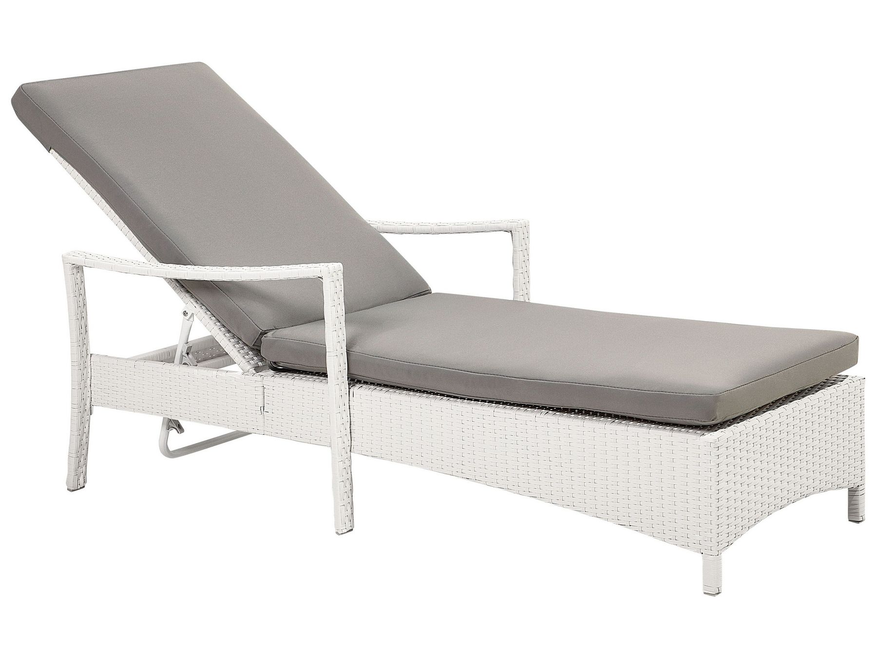 Gartenliege Rattan weiss Auflage grau VASTO | Beliani.pt