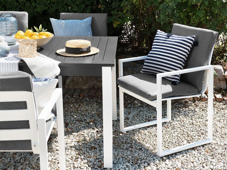 Gartenmöbel Set Aluminium dunkelgrau 8Sitzer PANCOLE Beliani.de