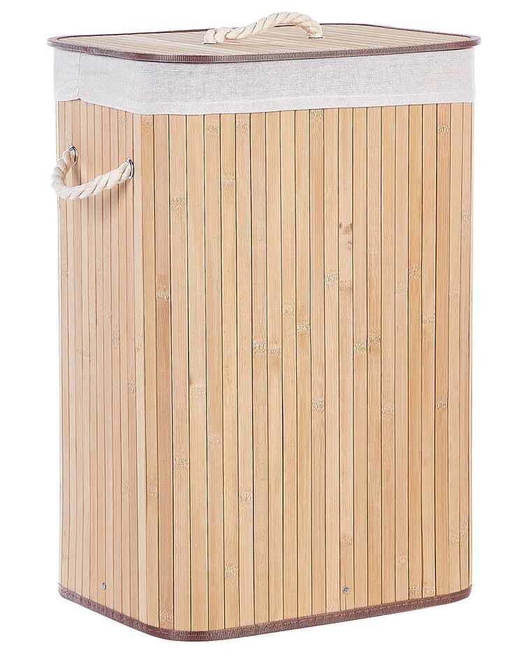 Cesta de madera de bambú clara/blanco 60 cm KOMARI_849007