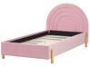 Cama de solteiro em veludo rosa 90 x 200 cm ANET_876997