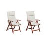 Conjunto de 6 sillas de jardín de madera de acacia con cojines crema TOSCANA_804281