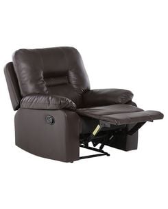 Säädettävä keinonahkainen lepotuoli ruskea BERGEN Säädettävä keinonahkainen lepotuoli ruskea BERGEN