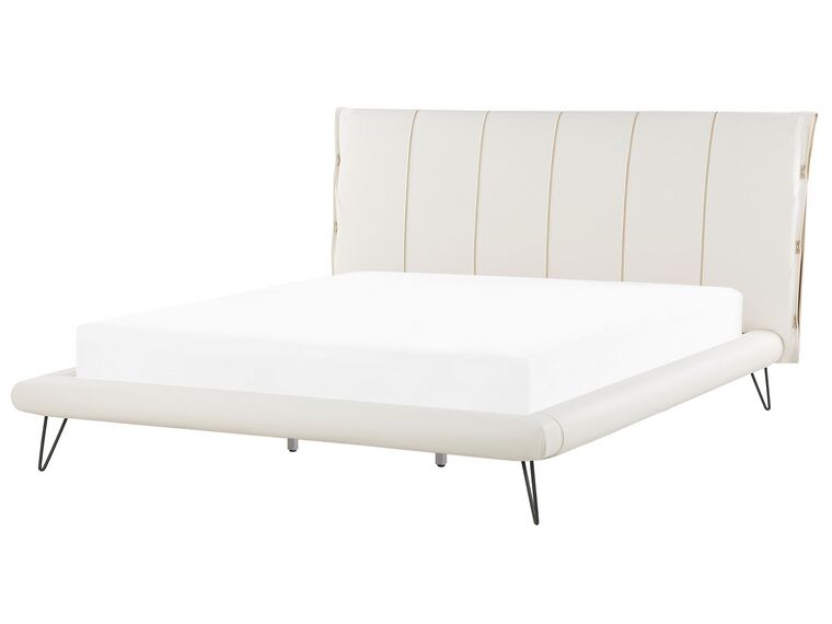 Conjunto de dormitorio de piel sintética blanco crema 180 x 200 cm