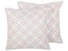 Conjunto de 2 almofadas em algodão branco e rosa 45 x 45 cm VERBENA_770272