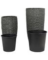 Set of 2 PE Rattan Plant Pots Black CEDRUS_914460