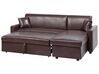 Left Hand Faux Leather Corner Sofa Bed with Storage Dark Brown OGNA_780174
