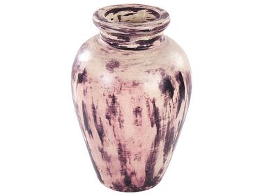Terracotta Decorative Vase 34 cm Violet and Beige AMATHUS