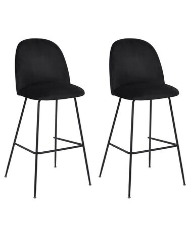 Conjunto de 2 cadeiras de bar em veludo preto ARCOLA