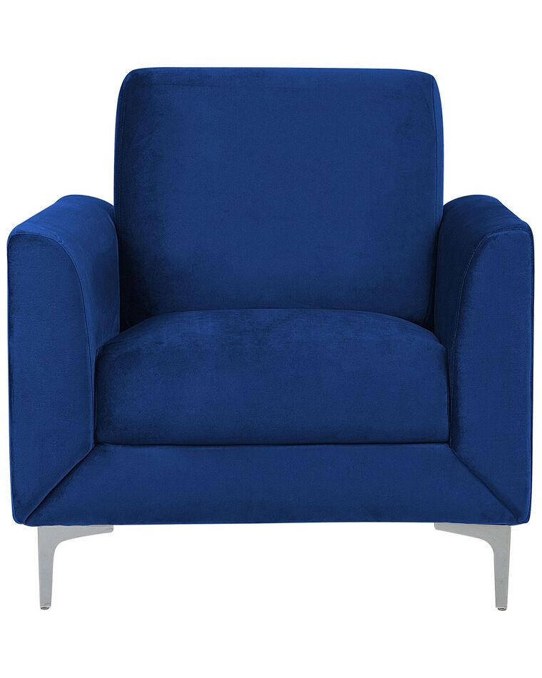 Velvet Armchair Navy Blue FENES Beliani.co.uk