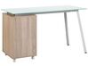 Schreibtisch weiß / heller Holzfarbton 130 x 60 cm 3 Schubladen MONTEVIDEO_720509
