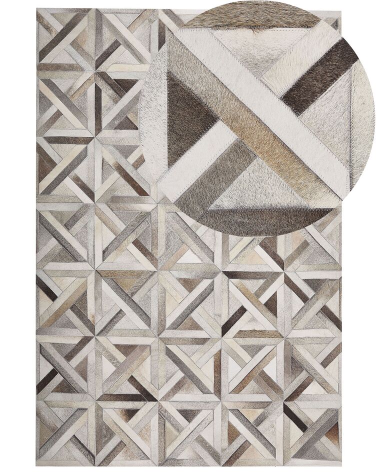 Dywan patchworkowy skórzany 140 x 200 cm brązowo-beżowy TAYTAN_787197