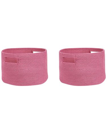 Textilkorb Baumwolle rosa ⌀ 30 cm 2er Set CHINIOT
