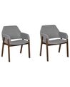 Set of 2 Fabric Dining Chairs Dark Wood and Grey ALBION_837798