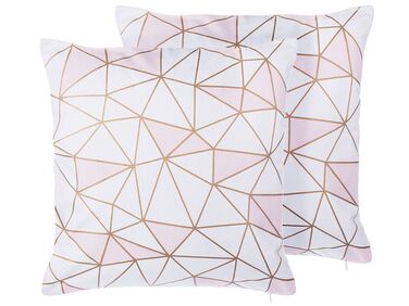 Set of 2 Cotton Cushions Geometric Pattern 45 x 45 cm Pink CLARKIA