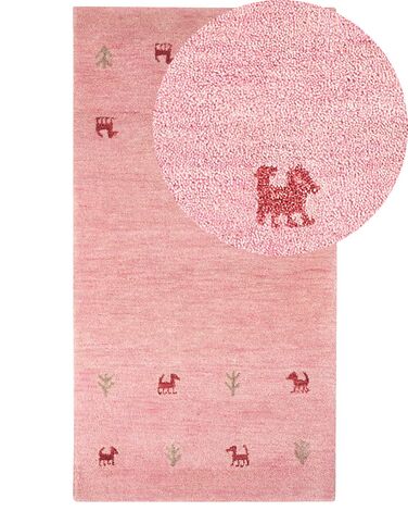 Alfombra gabbeh de lana rosa fucsia 80 x 150 cm YULAFI