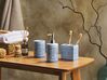 Conjunto de 3 acessórios de casa de banho em cerâmica azul e branca CARORA_823192