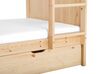 Łóżko piętrowe z szufladami drewniane 90 x 200 cm jasne drewno ALBON_883463